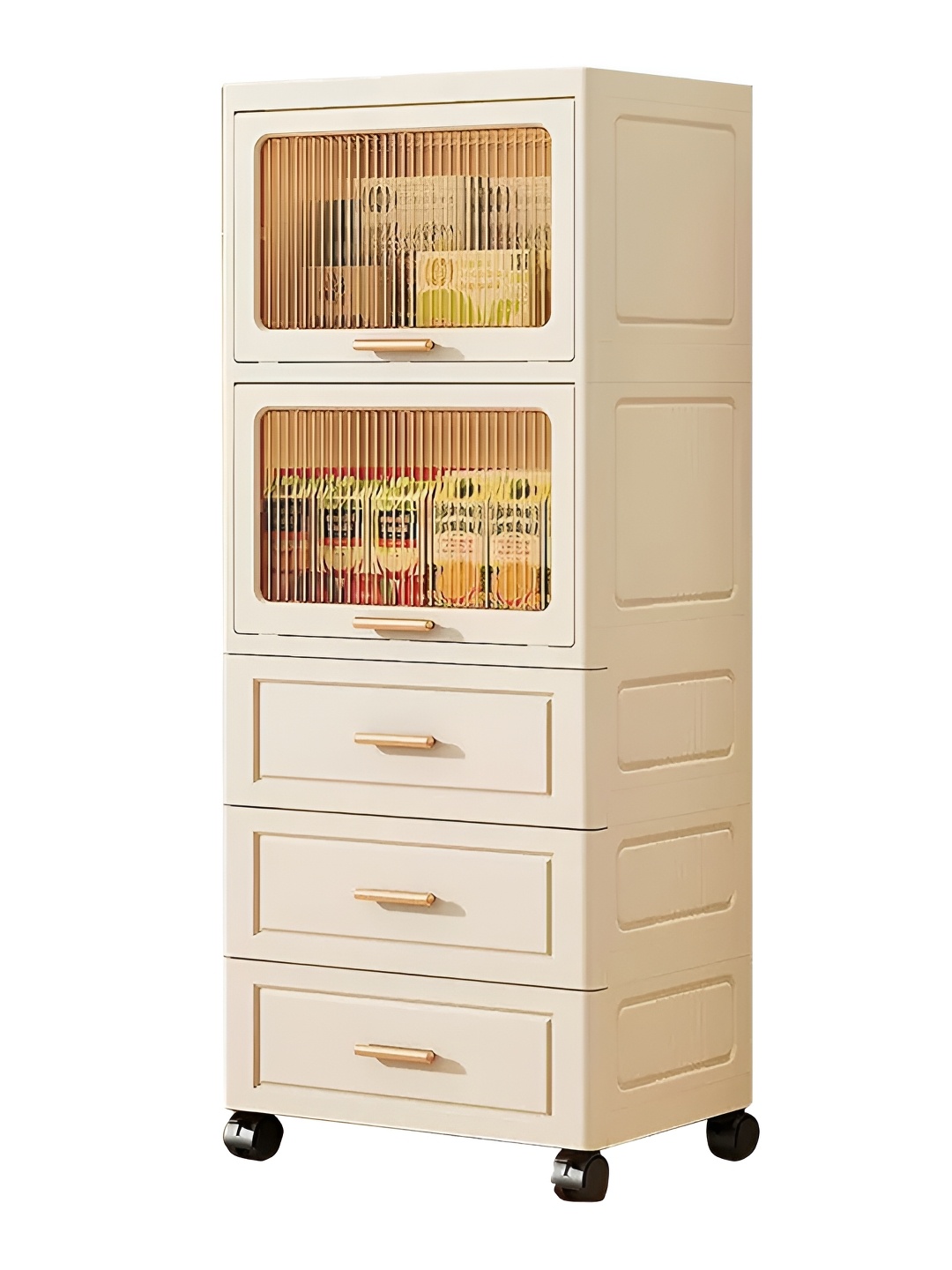 

HOUSE OF QUIRK Beige 3 Drawer + 2 Cabinet Multi-Utility Organisers