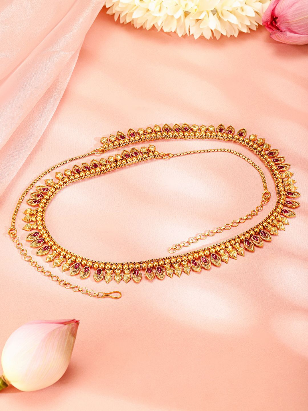 

Rubans 22K Gold-Plated Stones Studded Kamarbandh Waist Chain