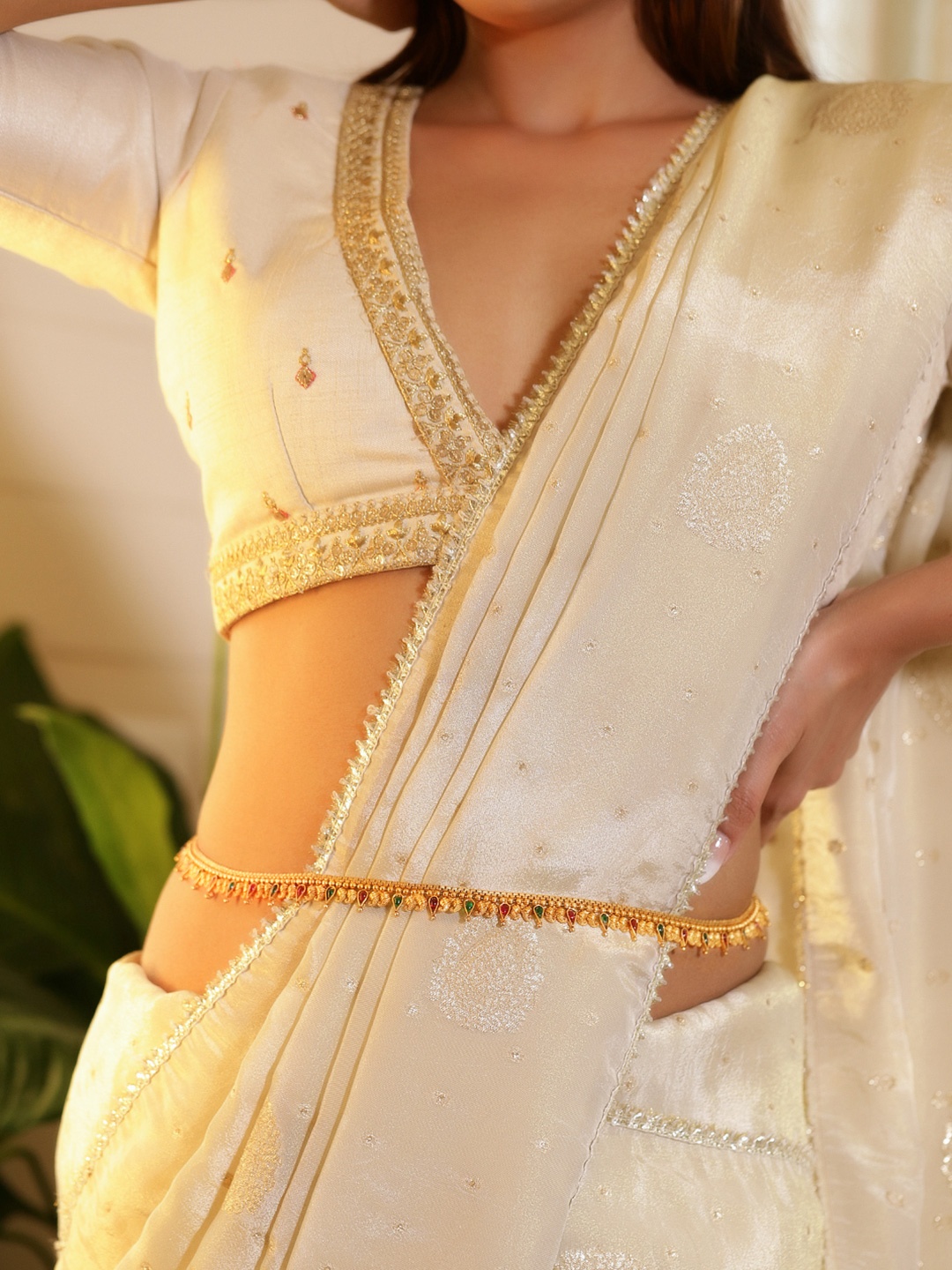 

Rubans 22K Gold-Plated Artificial Stones Studded Traditional Waist Chain