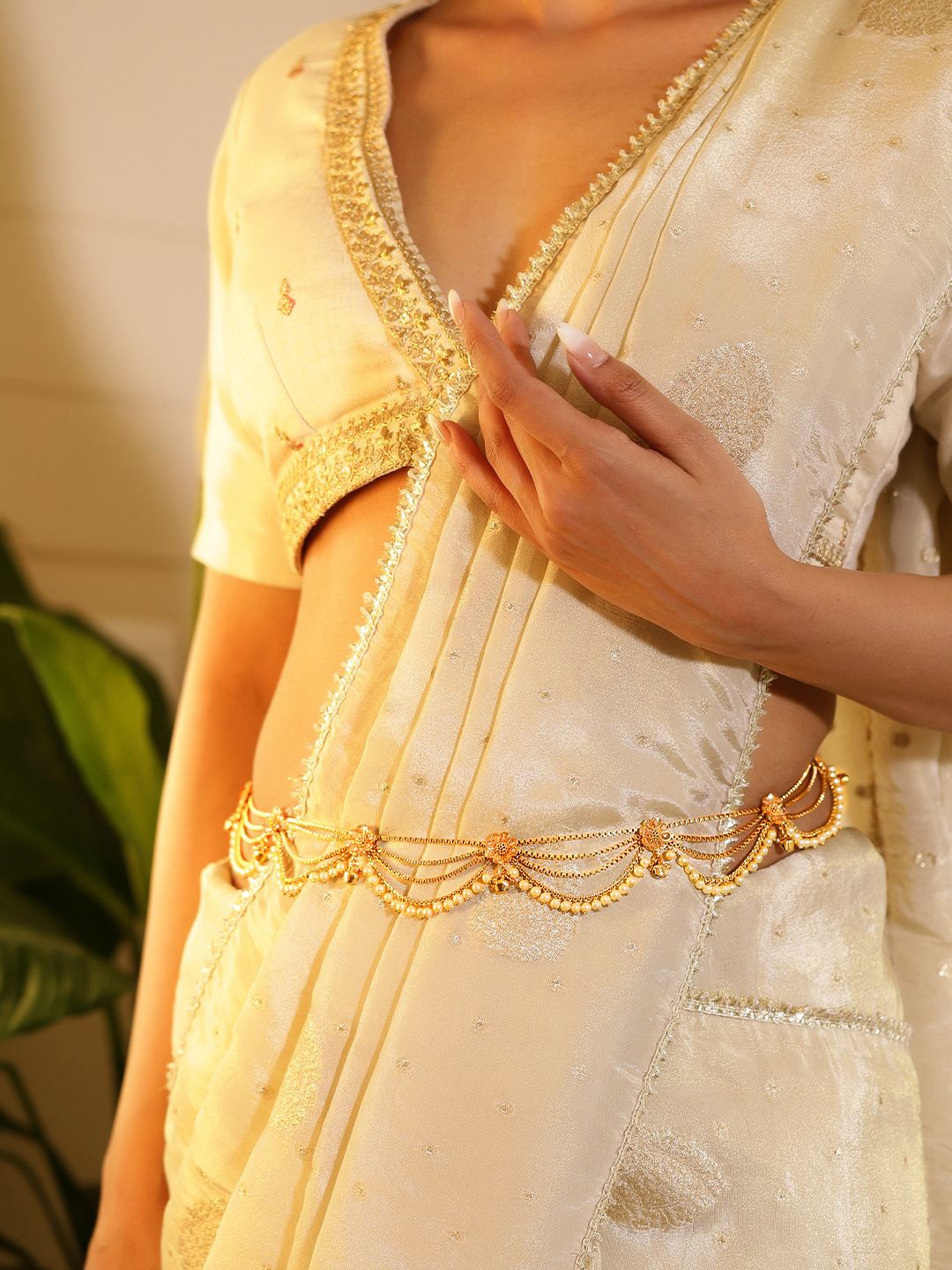 

Rubans 22KT Gold-Plated Multi-Layer Pearls Beaded Kamarbandh