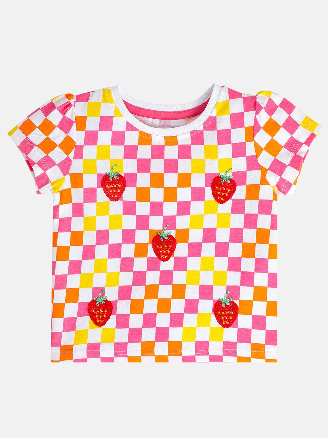 

MINI KLUB Girls Checked Cotton Top, Pink