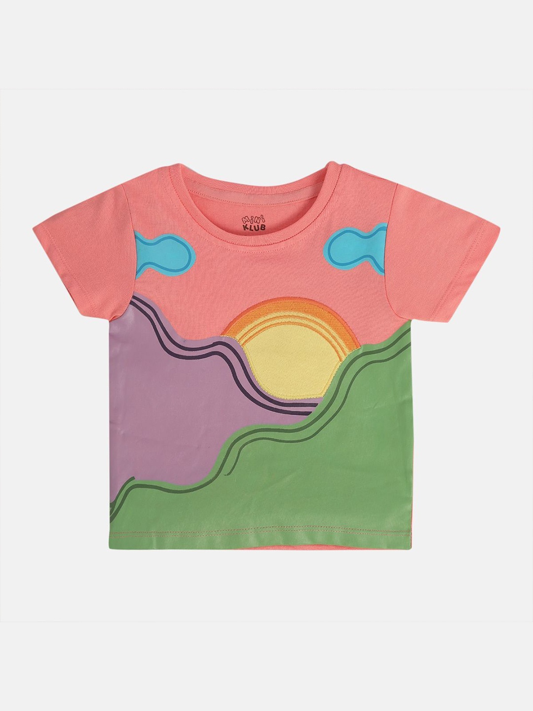 

MINI KLUB Girls Print Cotton Top, Pink