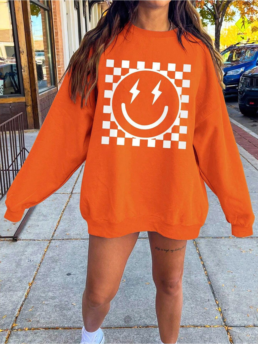 

Stylecast X Slyck Printed Sweatshirt, Orange