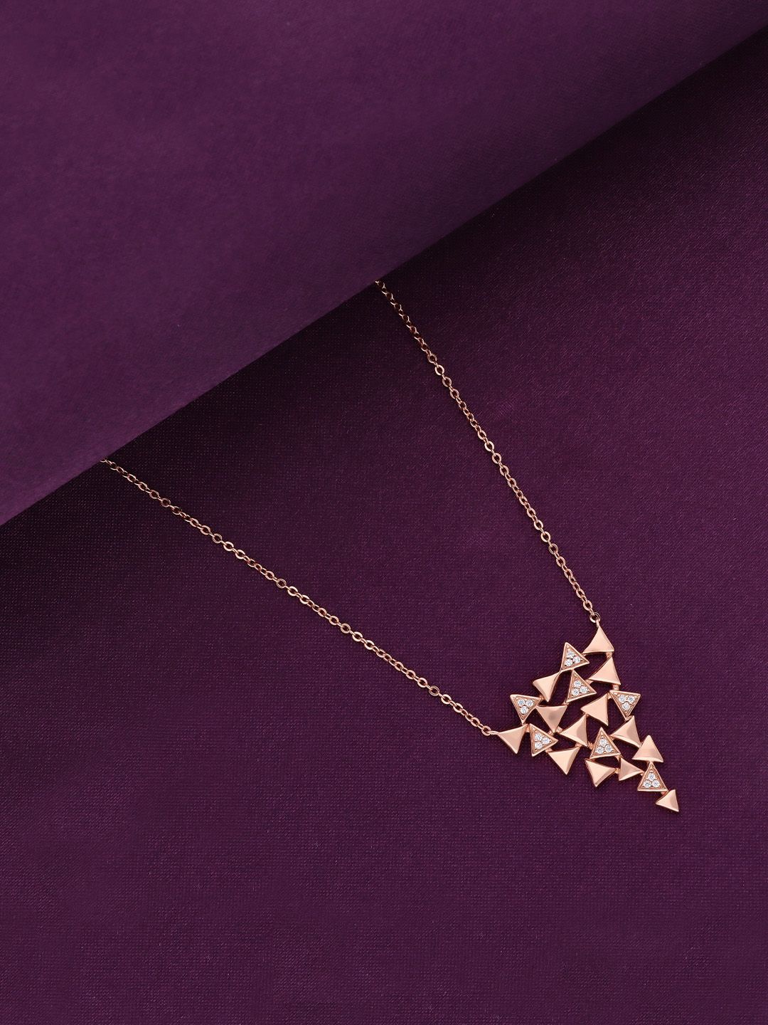 

KAI JEWEL 925 Sterling Silver Rose Gold-Plated Cubic Zirconia Studded Chain
