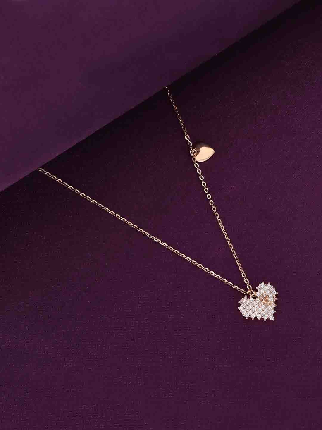 

KAI JEWEL Sterling Silver Rose Gold-Plated Heart Shaped Pendants with Chains