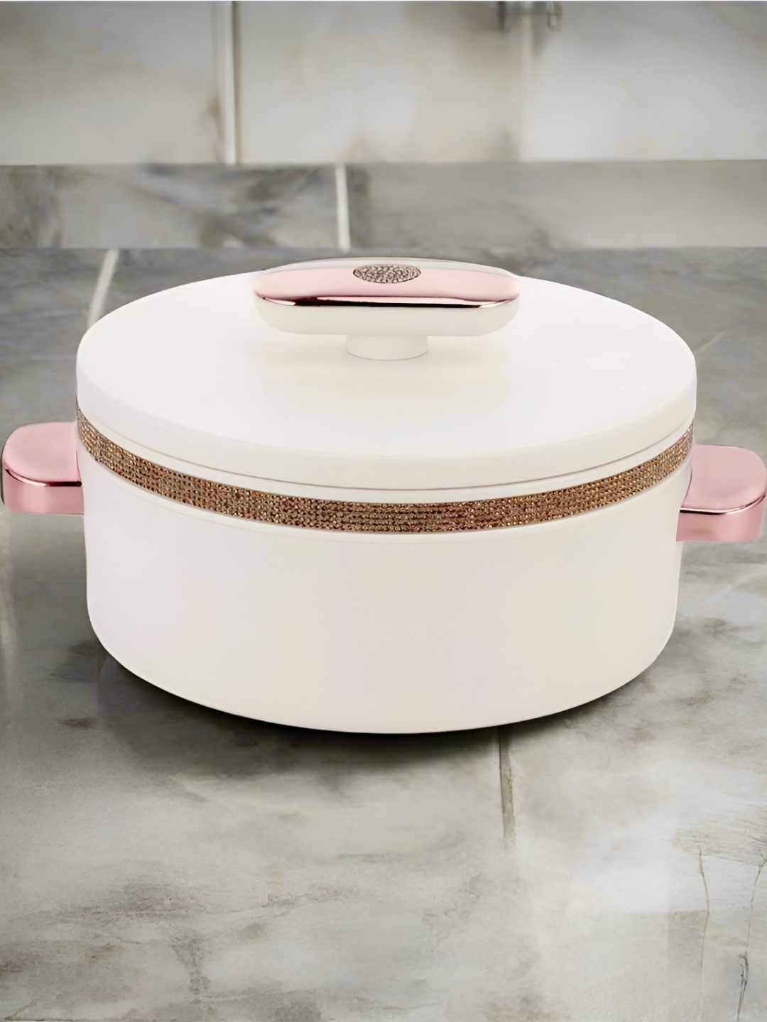 

Nayasa White Sapphire Insulated Inner Stainless Steel Casserole 2000ML, Rose gold
