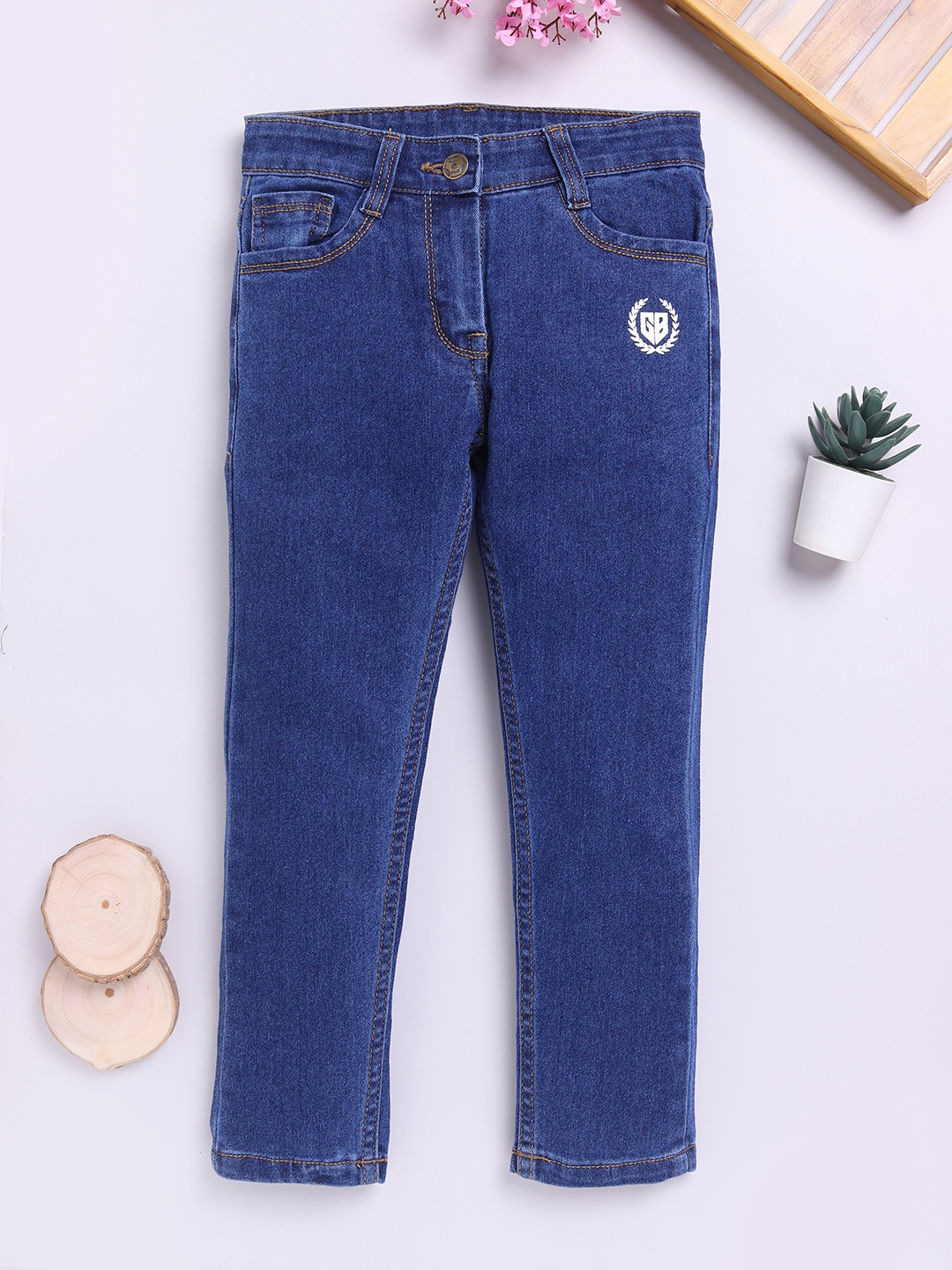 

Here&Now X Game Begins Girls Slim Fit Printed Stretchable Jeans, Navy blue