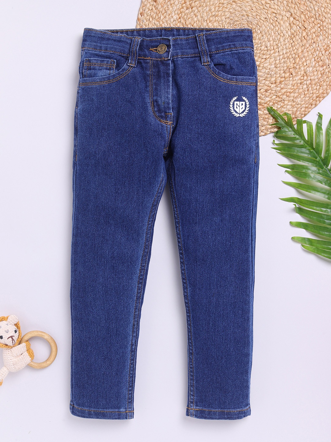 

Here&Now X Game Begins Girls Slim Fit Printed Stretchable Jeans, Navy blue