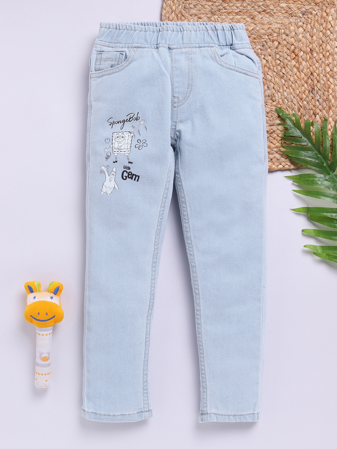 

Here&Now X Game Begins Girls Slim Fit Printed Stretchable Jeans, Blue