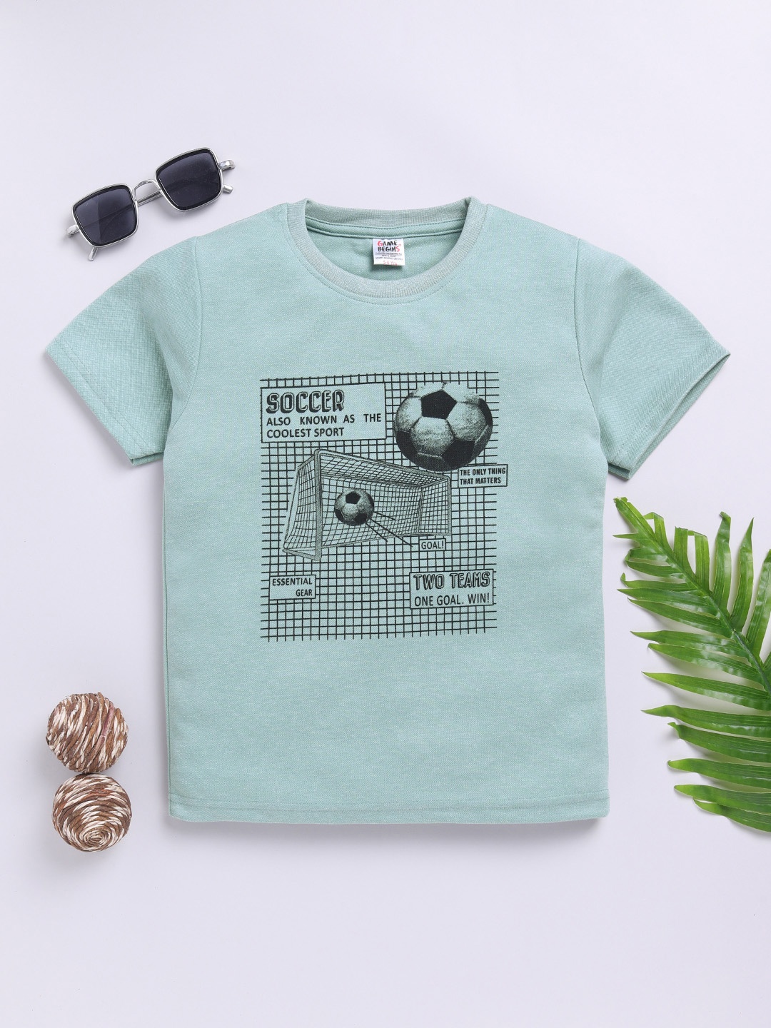 

Here&Now X Game Begins Boys Sports Printed T-shirt, Green