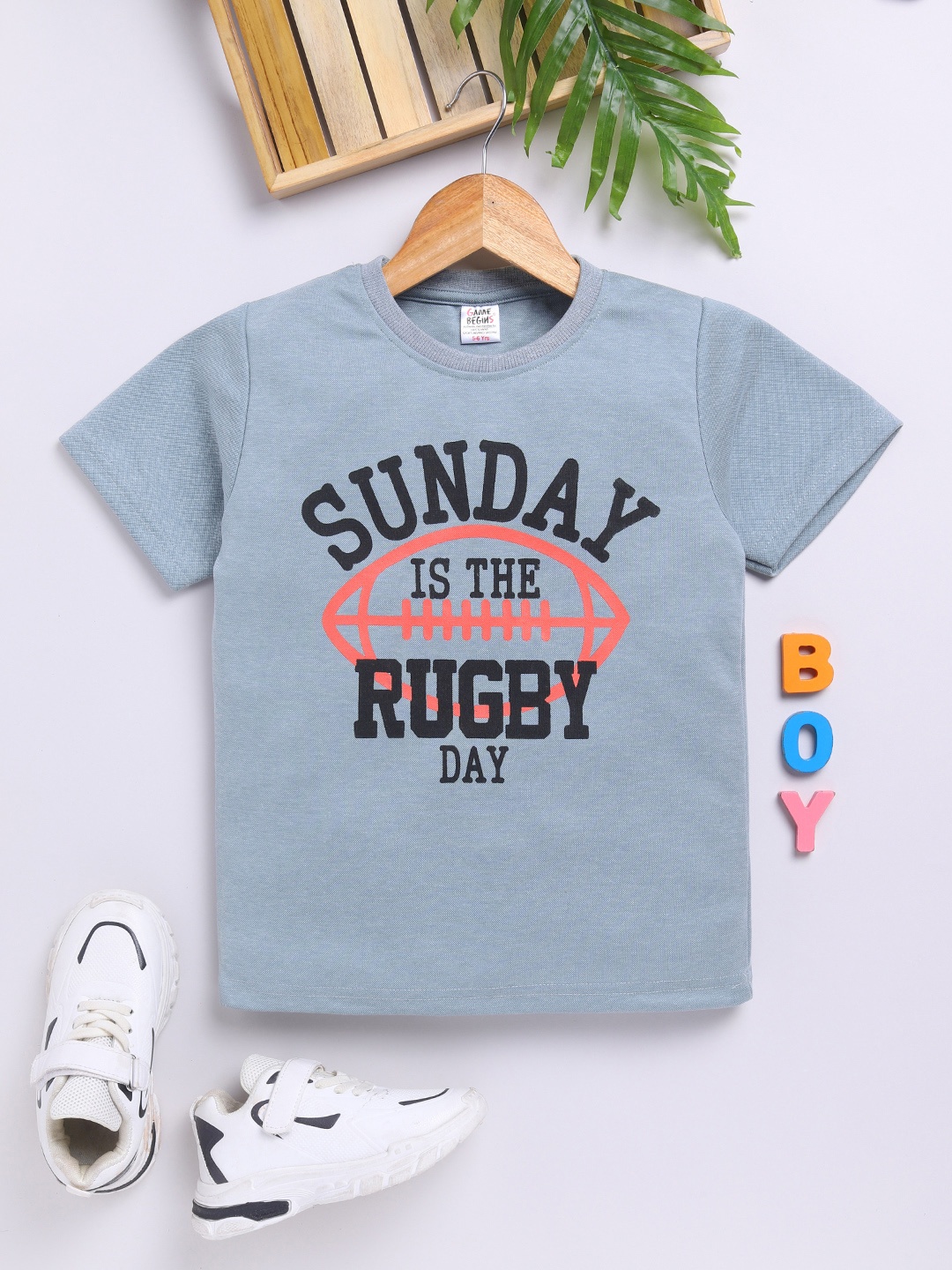 

Here&Now X Game Begins Boys Typography Printed T-shirt, Grey