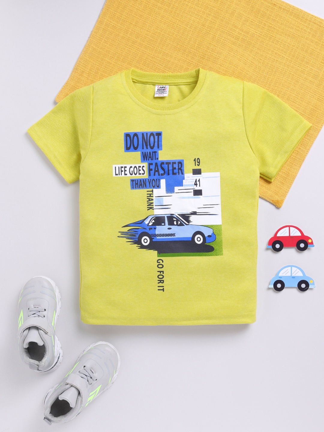

Here&Now X Game Begins Boys Typography Print T-shirt, Green