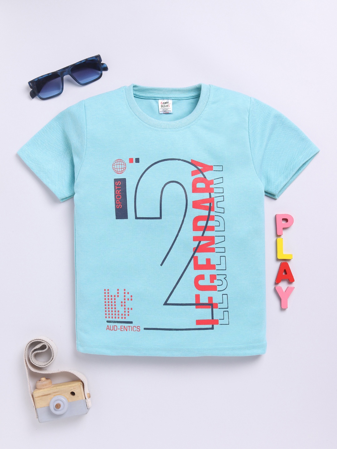 

Here&Now X Game Begins Boys Typography Printed T-shirt, Blue