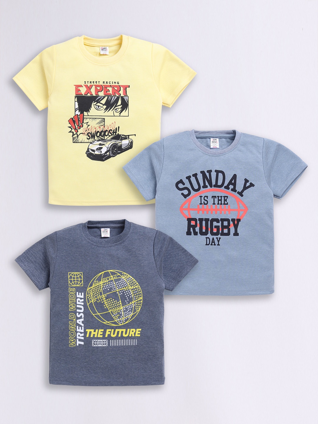 

Here&Now X Game Begins Boys Set of 3 Assorted Printed T-shirts