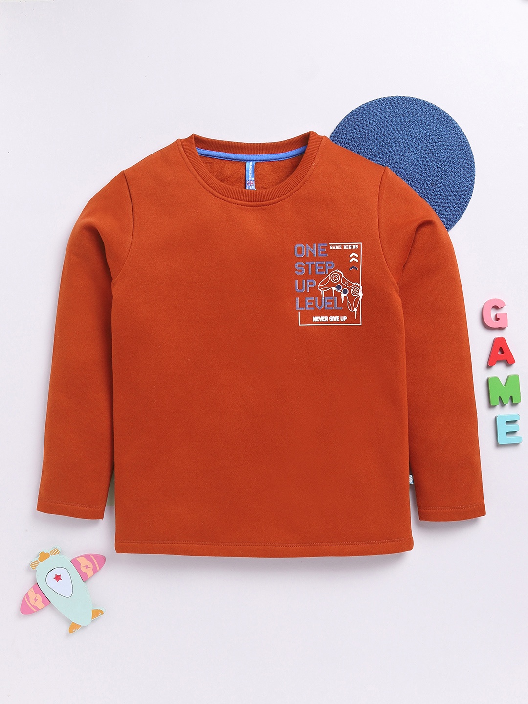 Here&Now X Game Begins Boys Printed Typography Sweatshirt, Red
