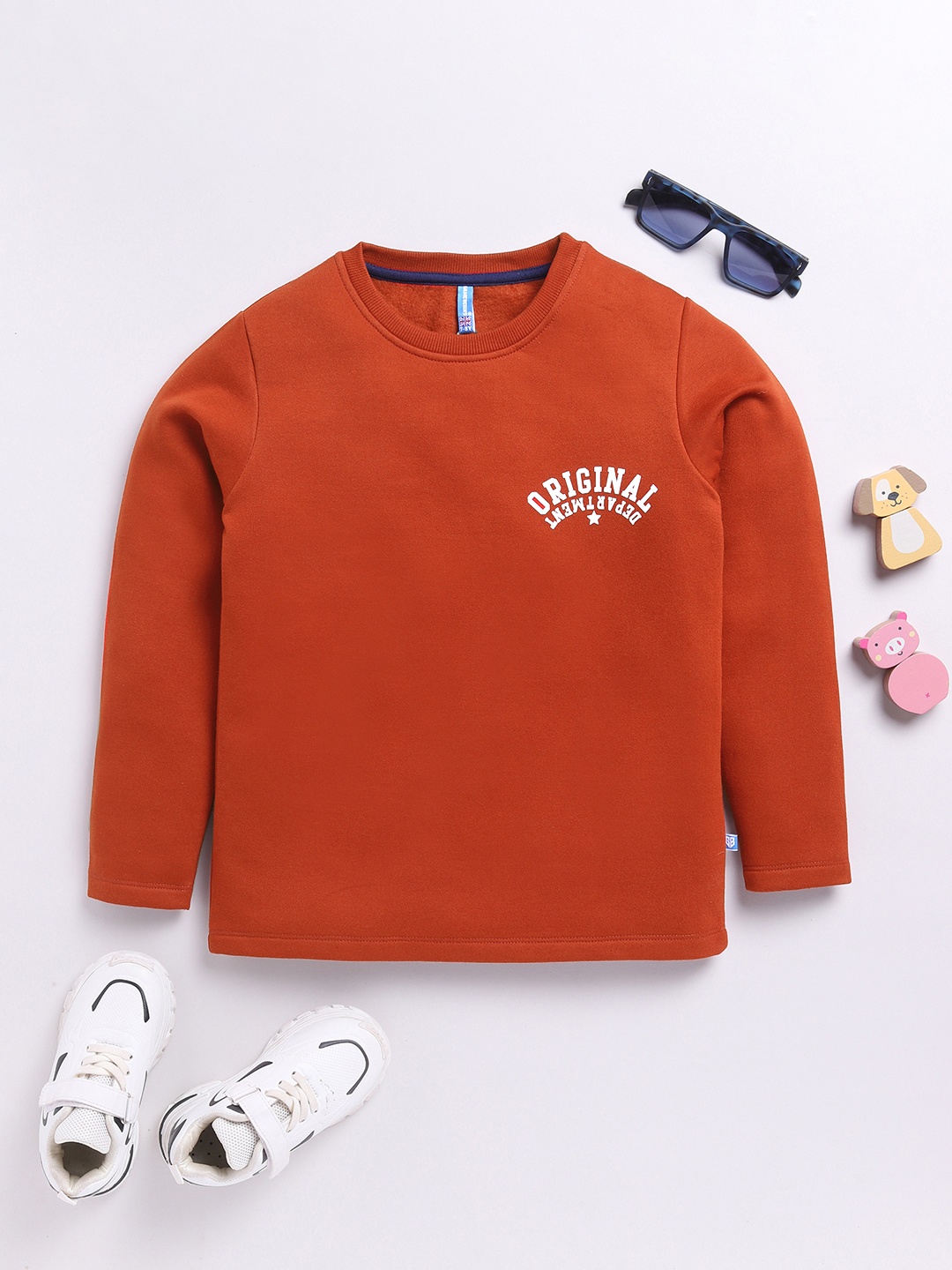 

Here&Now X Game Begins Boys Printed Typography Sweatshirt, Red