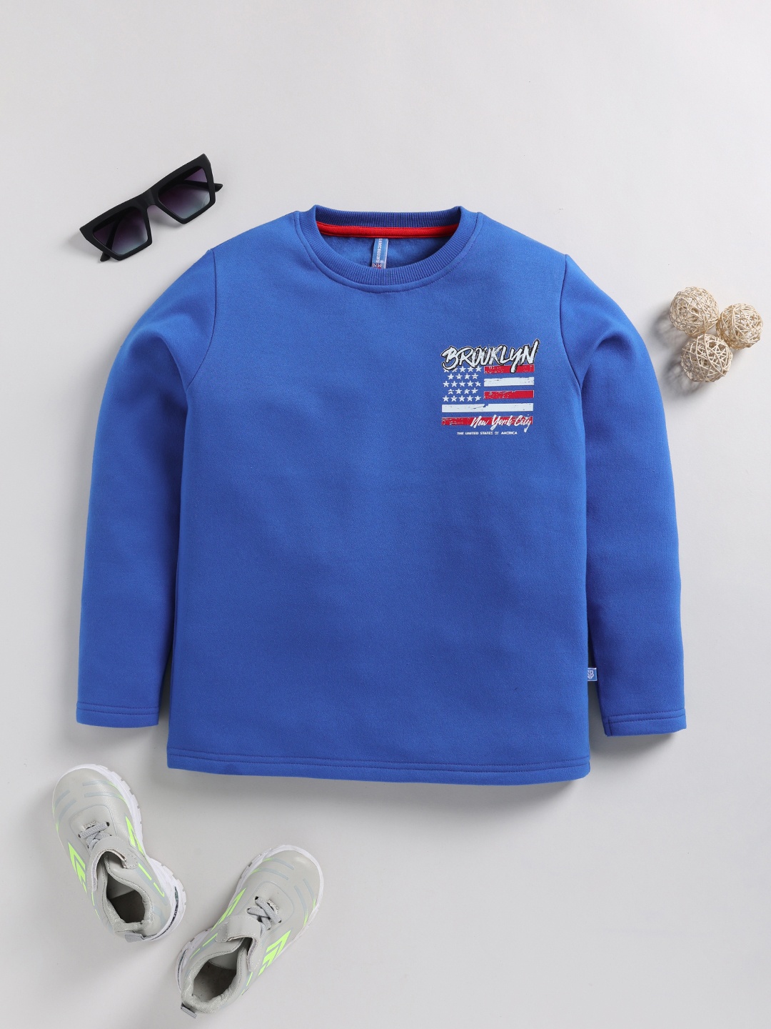 

Here&Now X Game Begins Boys Typography Sweatshirt, Blue