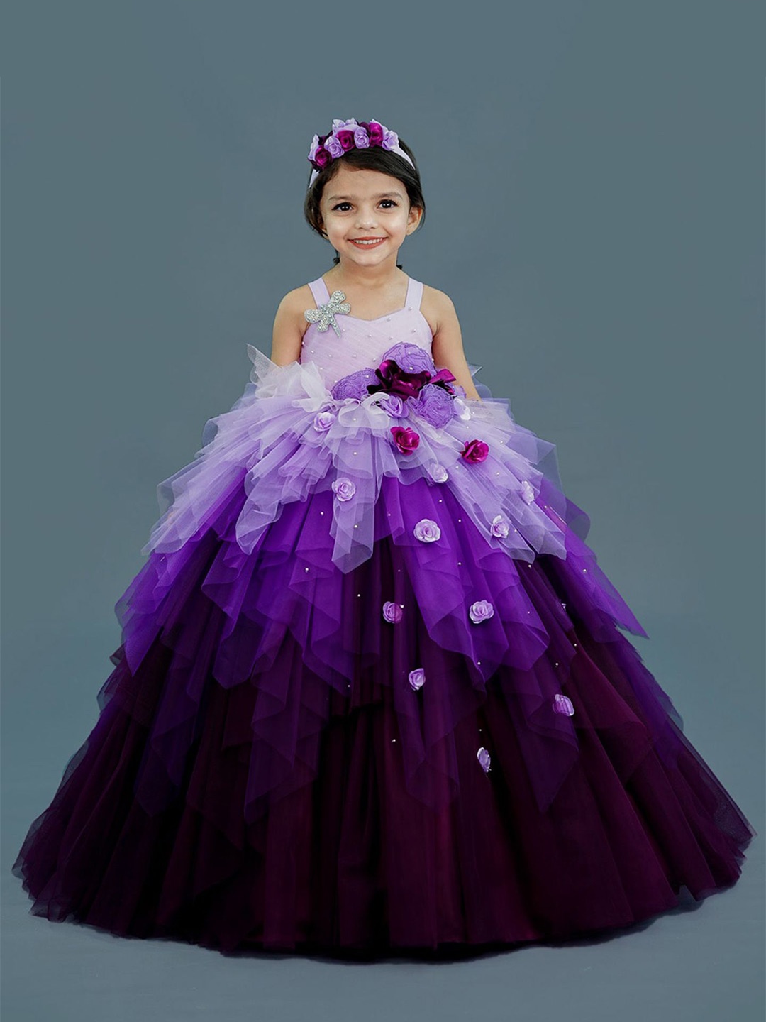 

Li & Li Boutique Girls Floral Embellished Fit and Flare Maxi Dress, Lavender
