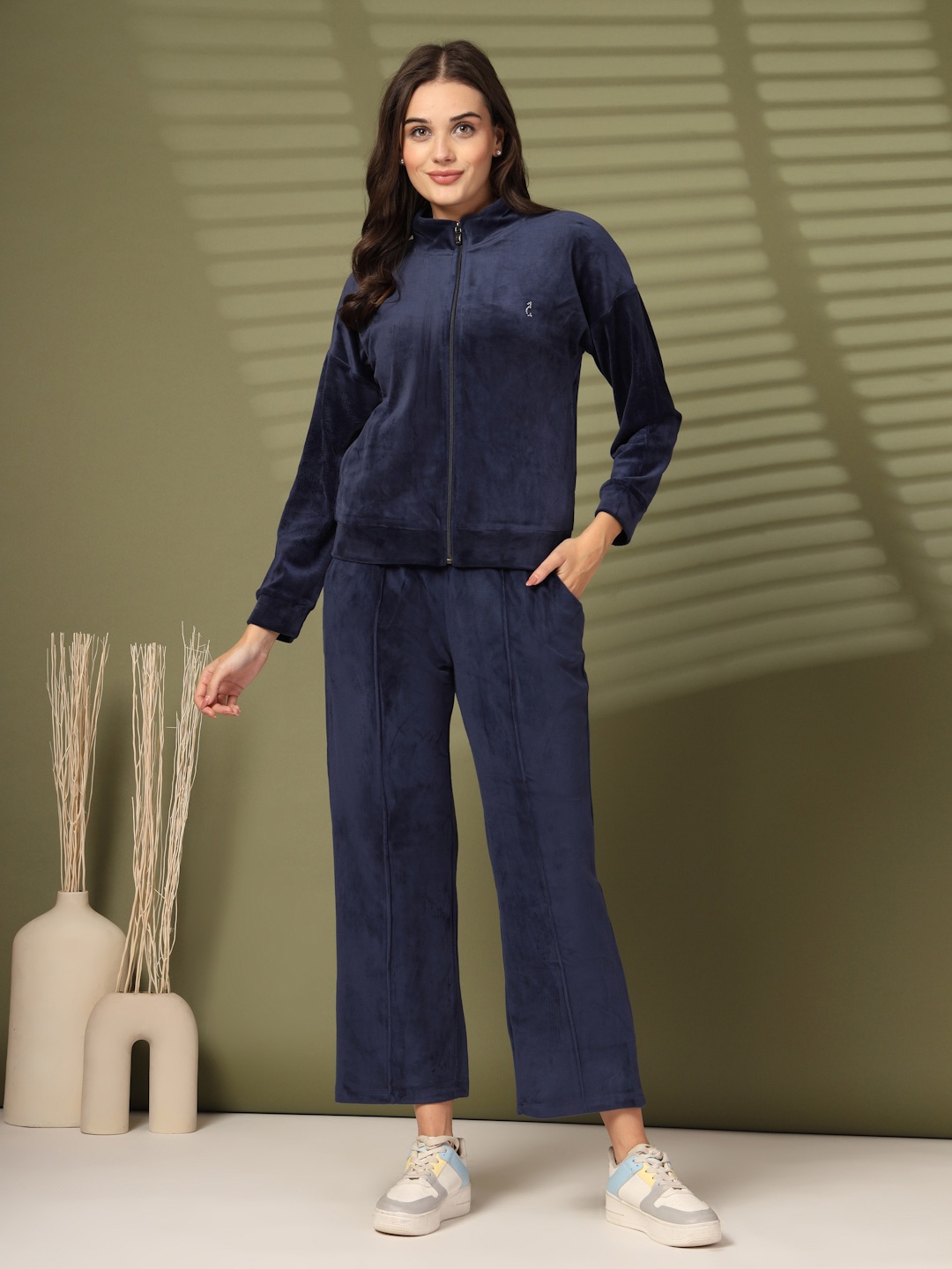 

Juelle Women Mock Collar Jacket with Track Pant, Blue