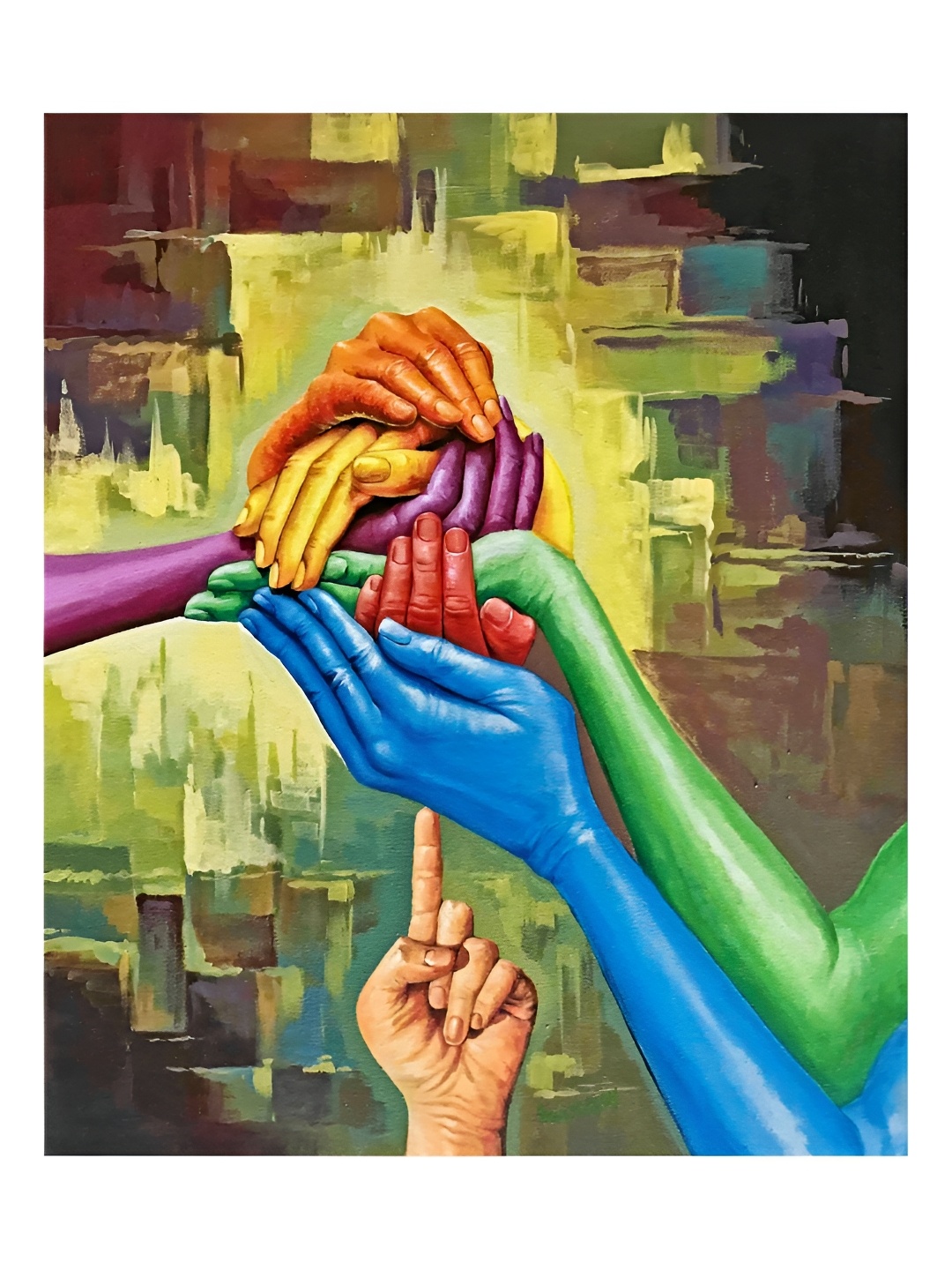 

Inephos Brown & Blue Unity In Diversity Printed Canvas Wall Painting