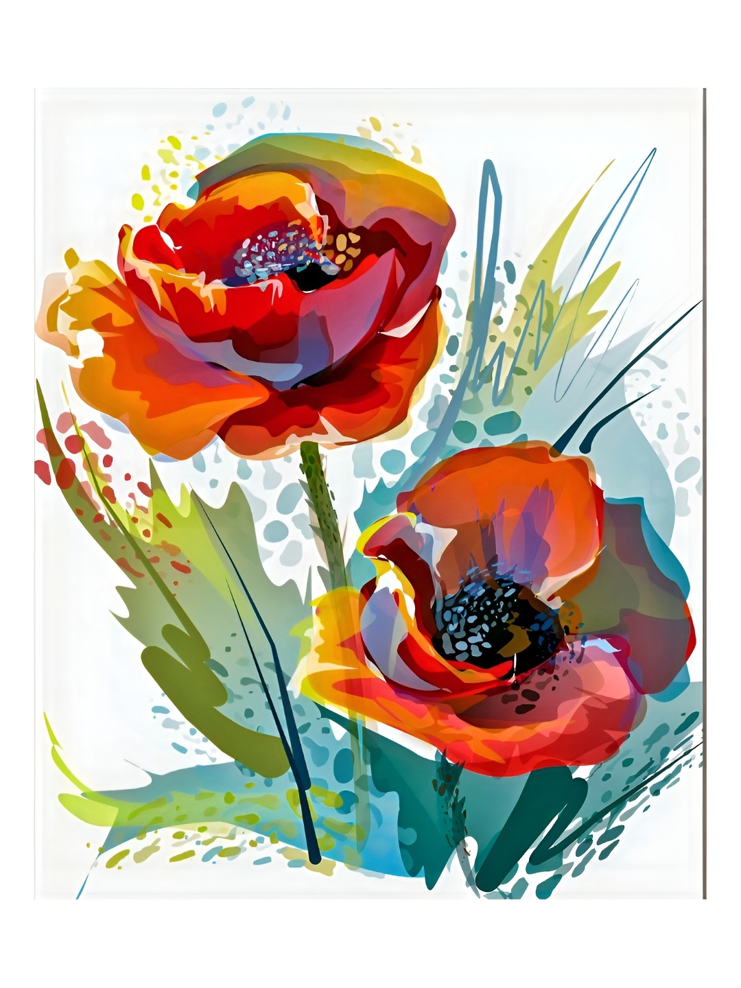 

Inephos White & Red Red Flowers Printed Canvas Wall Painting