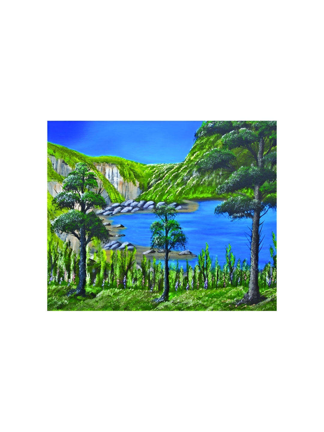 

Inephos Blue & Green Place For Introspection Canvas Wall Painting