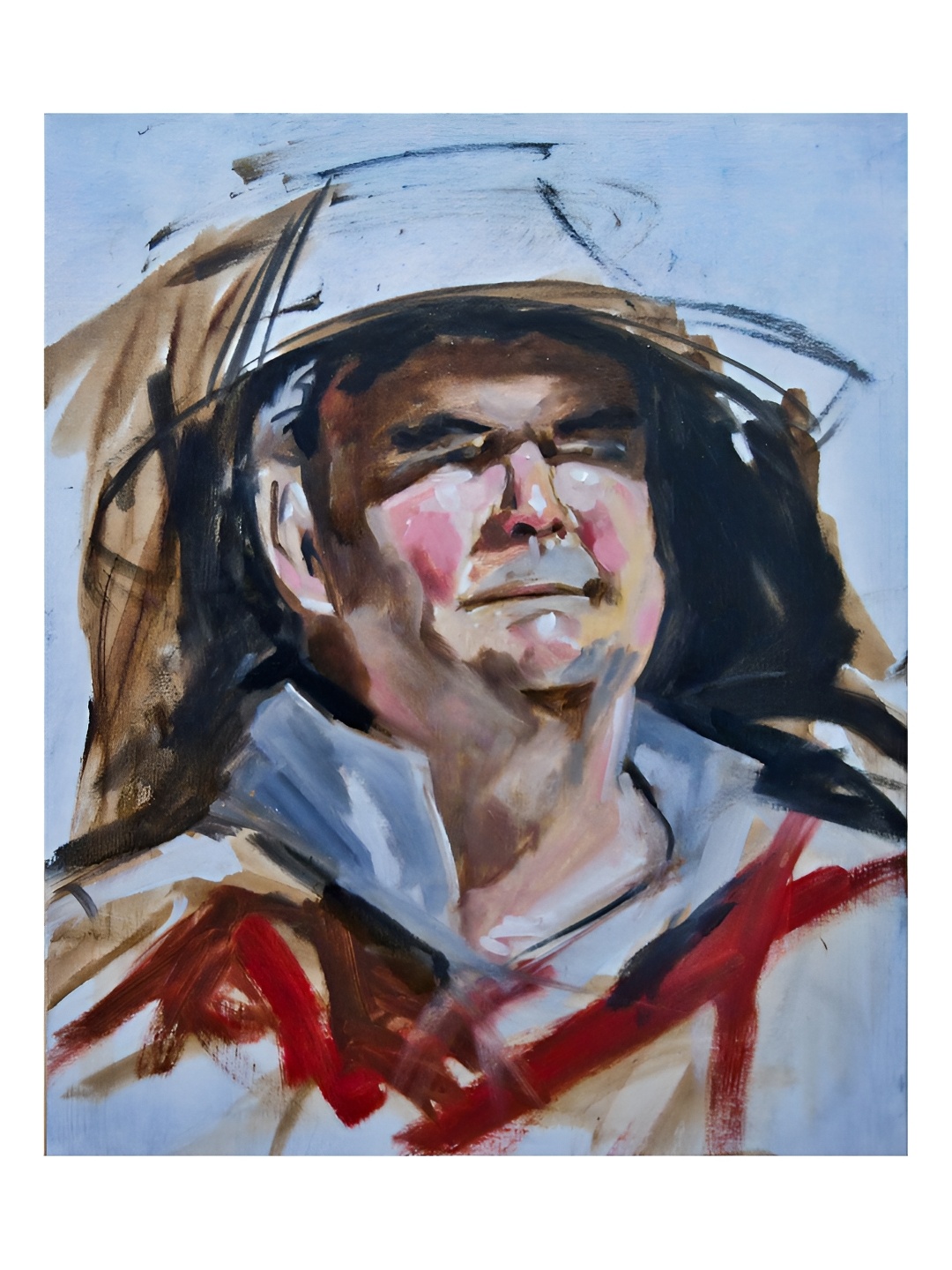 

Inephos Blue & Red The Man In The Hat Canvas Wall Painting