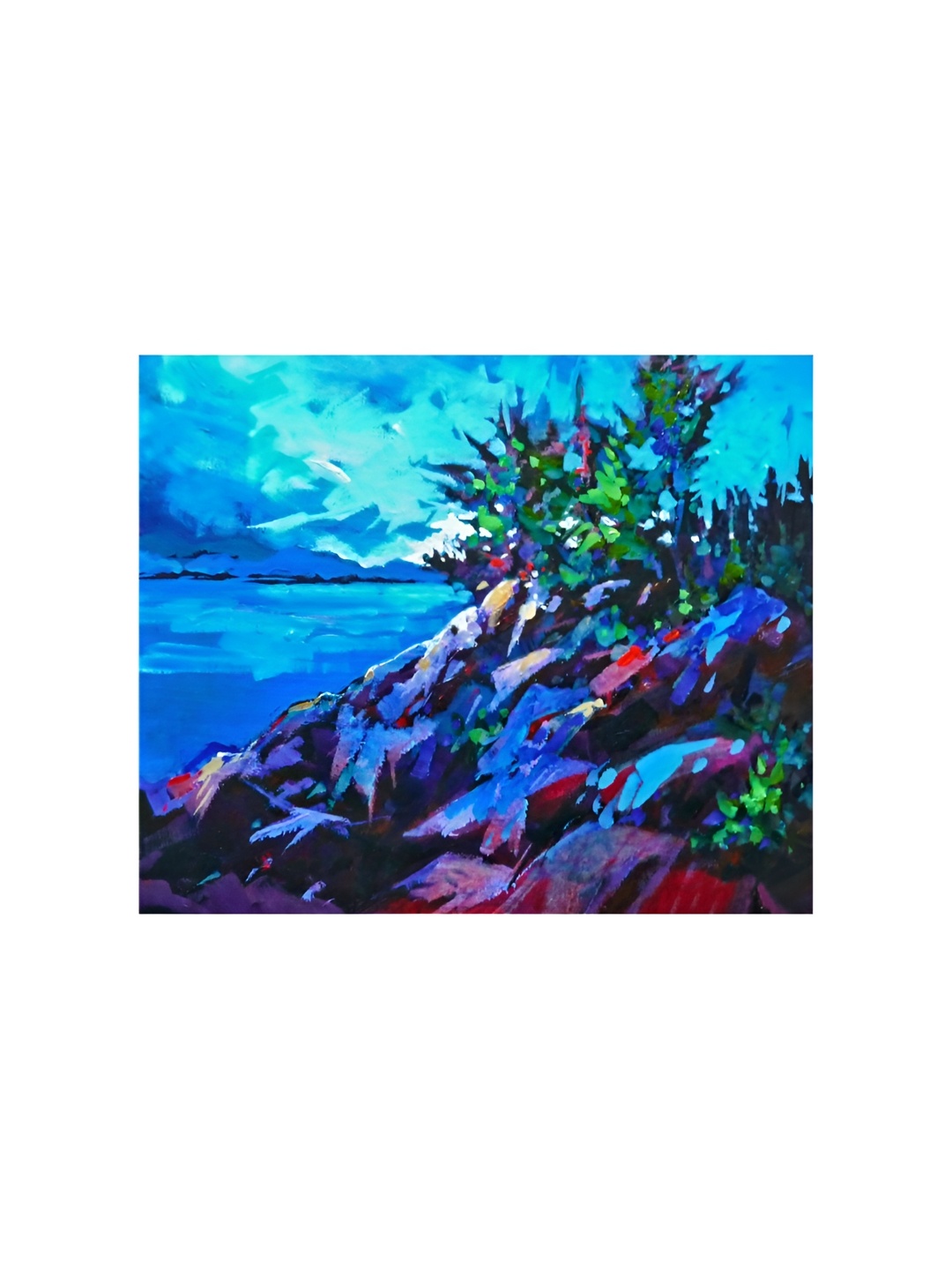 

Inephos Blue & Black Rocks Printed Canvas Wall Painting