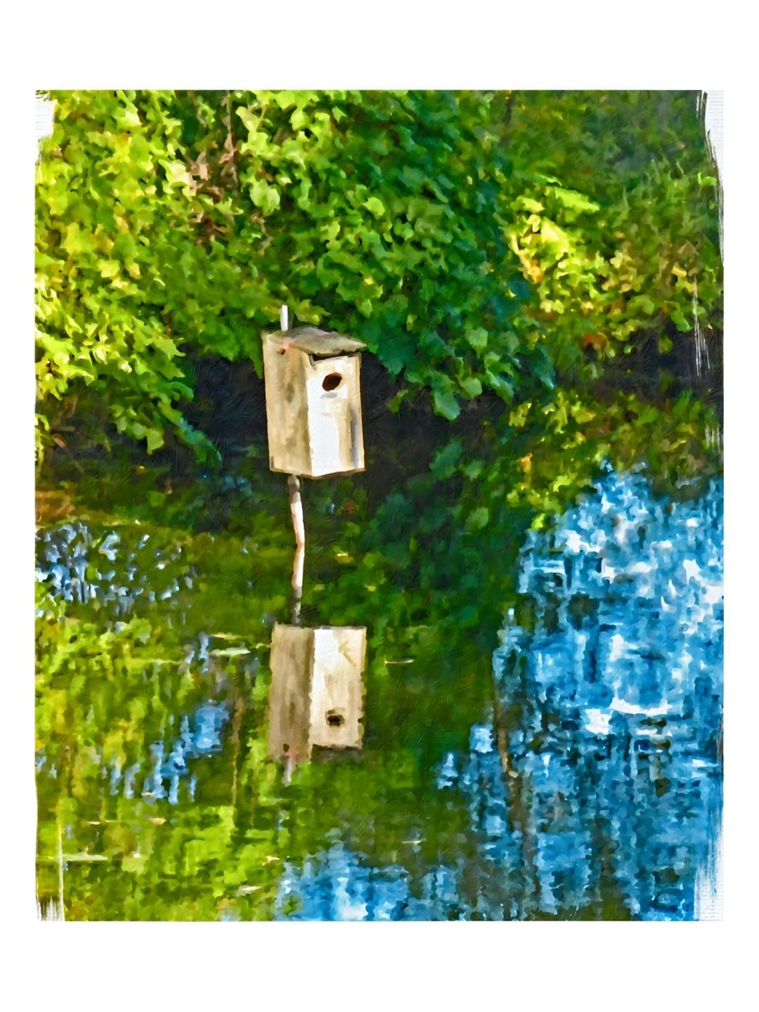 

Inephos Green & Blue Trees Reflected In Still Water Canvas Wall Painting