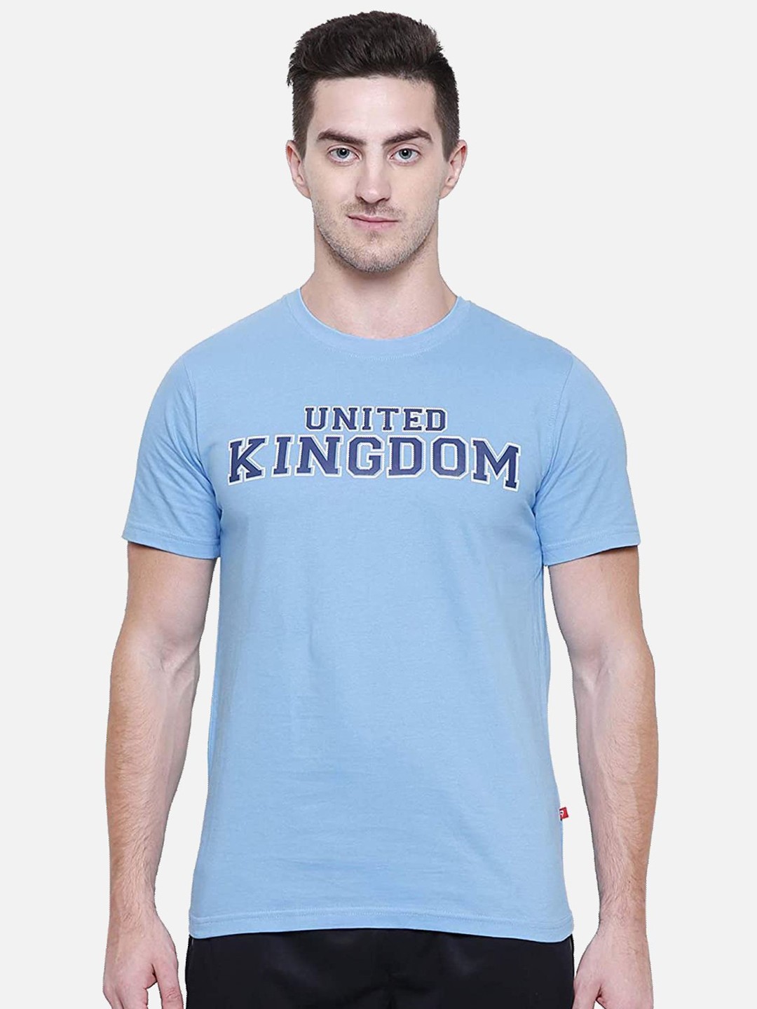 

PROTEENS Men Typography Printed Round Neck Cotton Slim Fit T-shirt, Blue