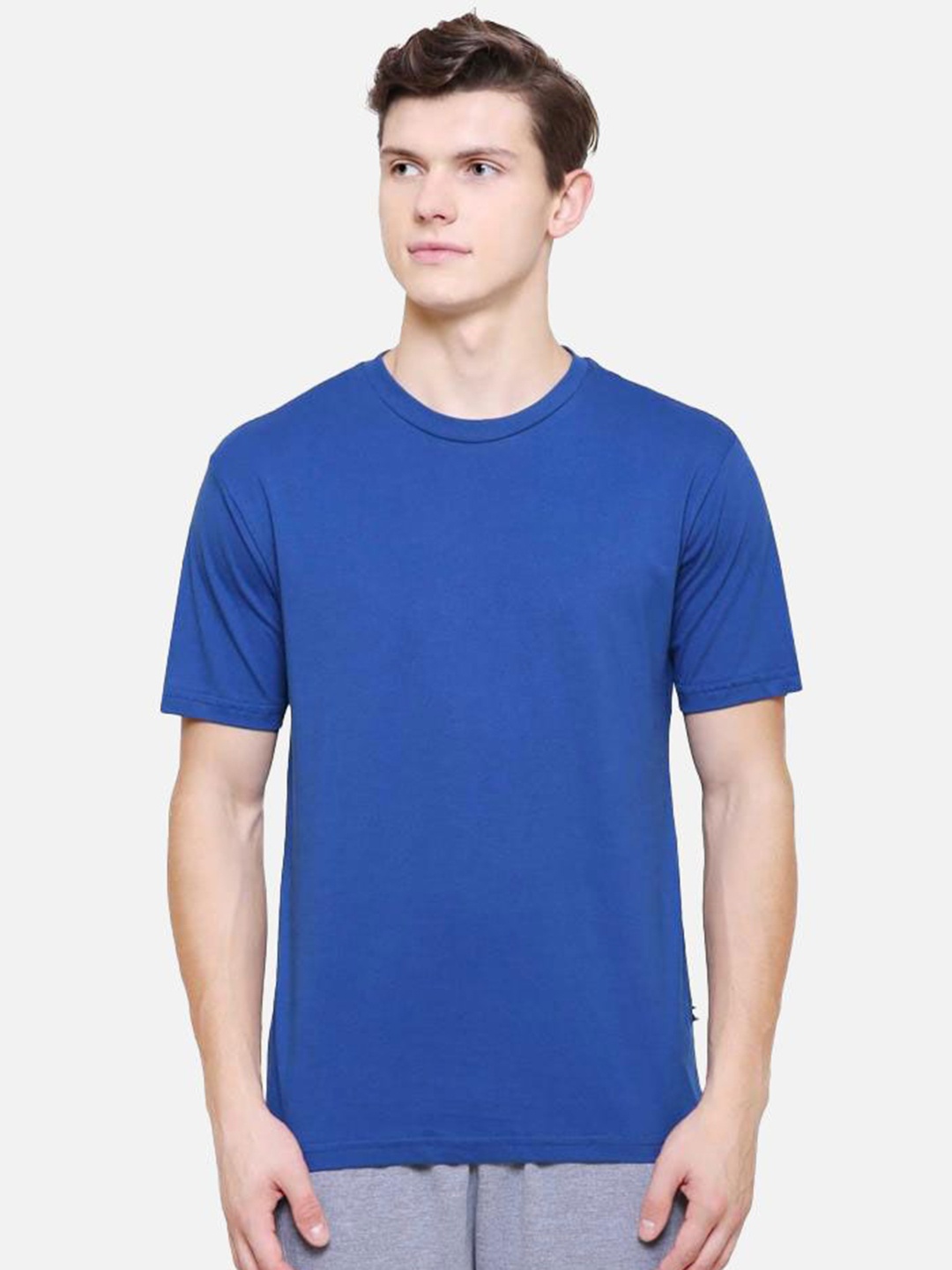 

PROTEENS Men Solid Round Neck Cotton T-shirt, Blue