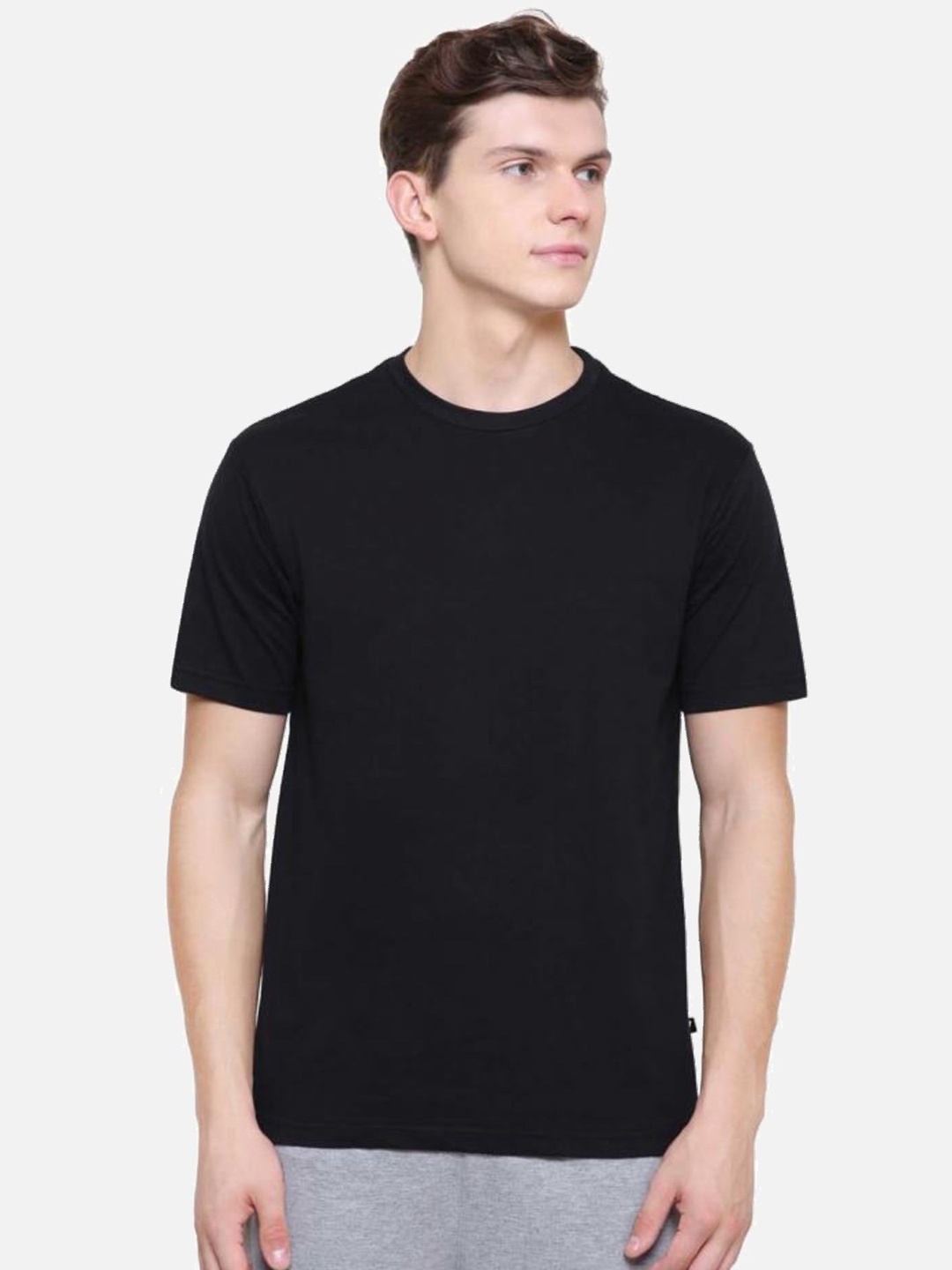 

PROTEENS Men Solid Round Neck Cotton T-shirt, Black