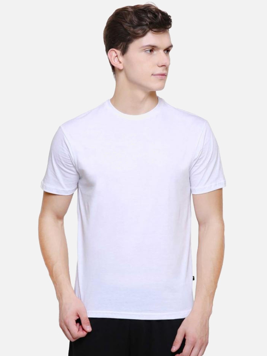 

PROTEENS Men Solid Round Neck Cotton Slim Fit T-shirt, White
