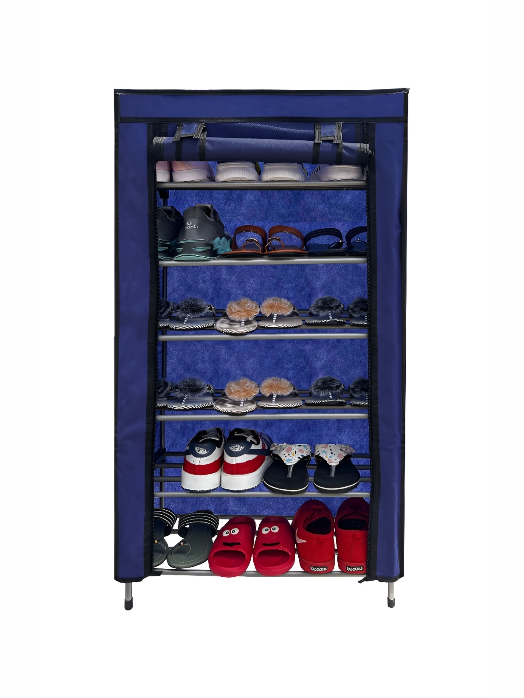 

Urban Choice Blue and Black 6-Layers Collapsible Shoe Rack