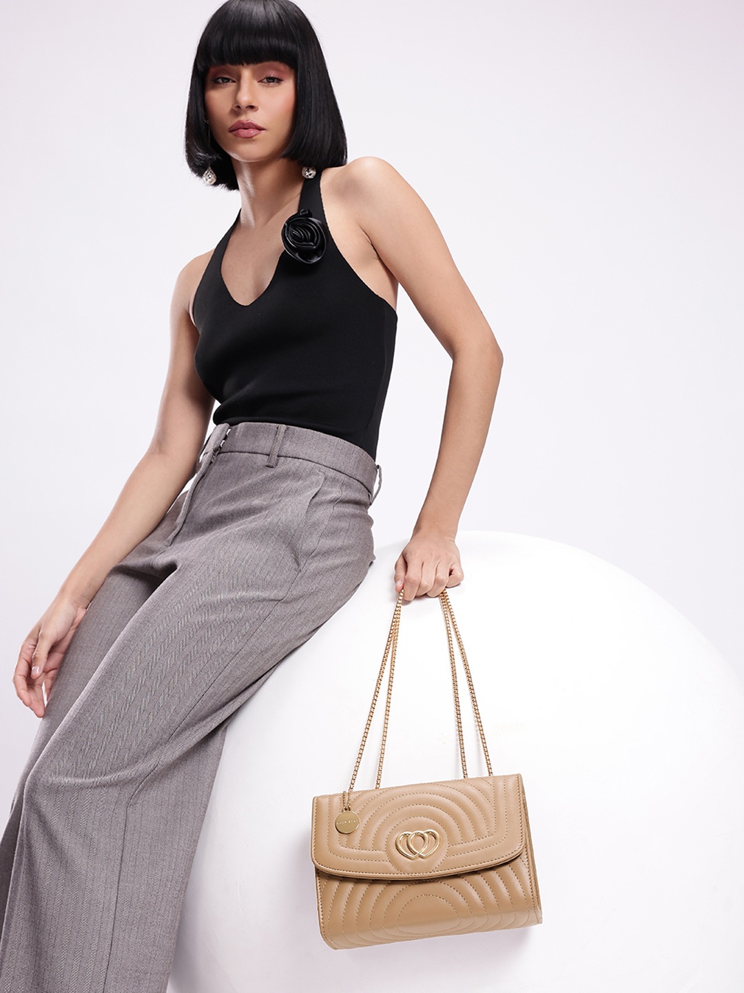 

Chemistry Structured Quilted Shoulder Bag, Taupe