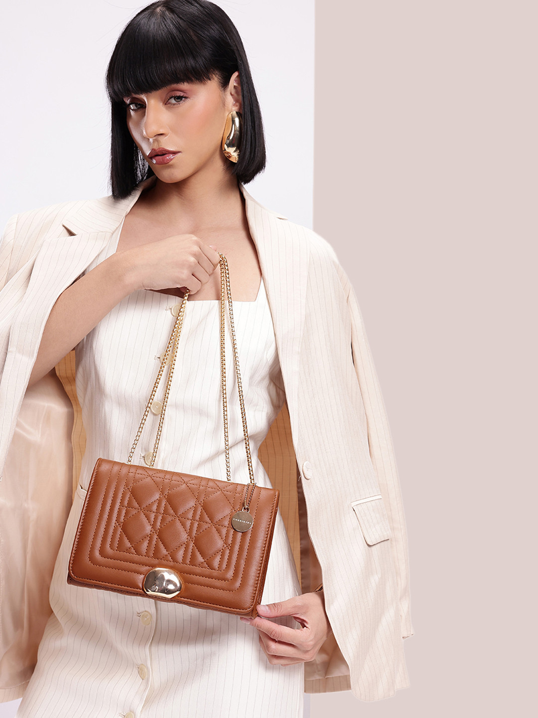 

Chemistry Quilted Shoulder Bag, Tan