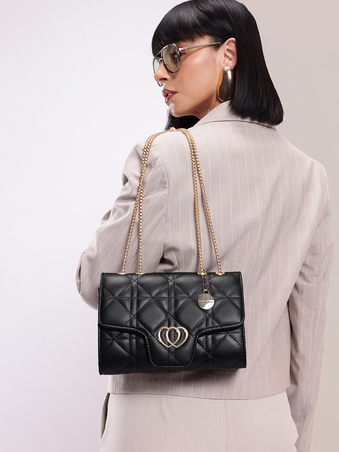 

Chemistry Quilted Shoulder Bag, Black