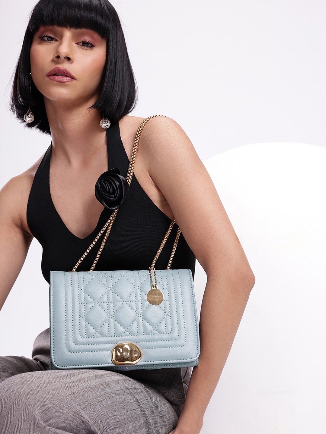 

Chemistry Quilted Structured Shoulder Bag, Blue