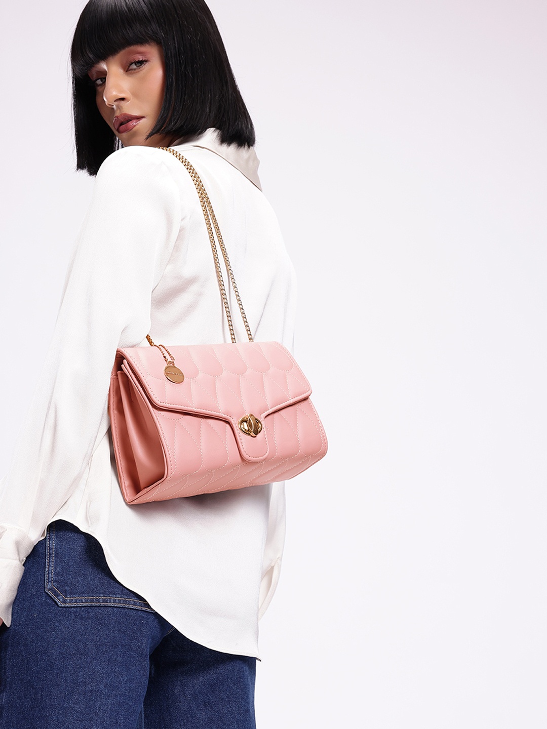 

Chemistry Quilted Structured Shoulder Bag, Pink