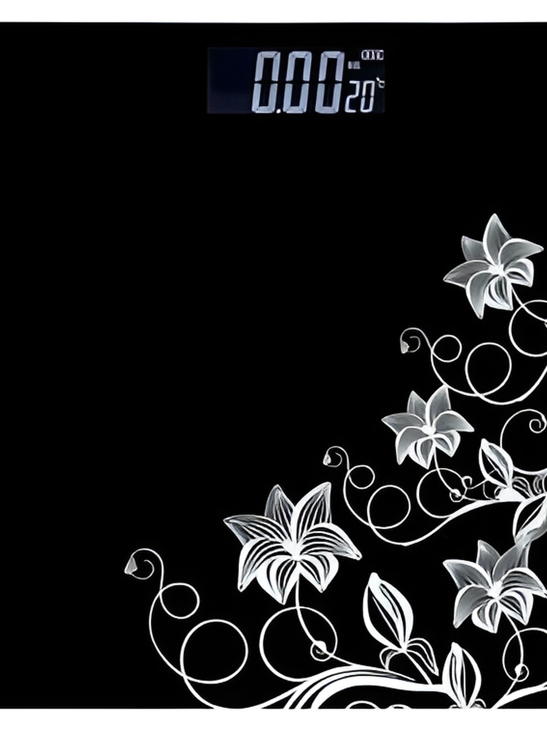 

BELENZO Black & White Summent Flower Printed Glass Body Weighing Machine
