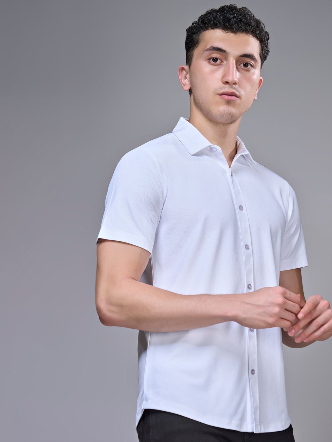 

MAXZONE Men Classic Spread Collar Solid Casual Shirt, Blue