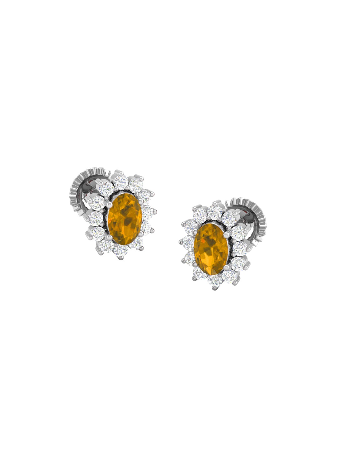 

AKSHAT SAPPHIRE 92.5 Sterling Silver Rhodium-Plated Contemporary Cubic Zirconia Studs, Yellow