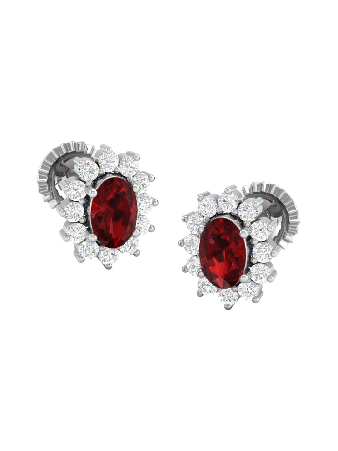 

AKSHAT SAPPHIRE 92.5 Sterling Silver Rhodium-Plated CZ Studded Contemporary Studs Earrings