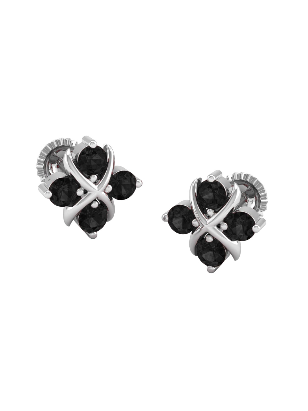 

AKSHAT SAPPHIRE 92.5 Sterling Silver Rhodium-Plated Cubic Zirconia Studded Studs