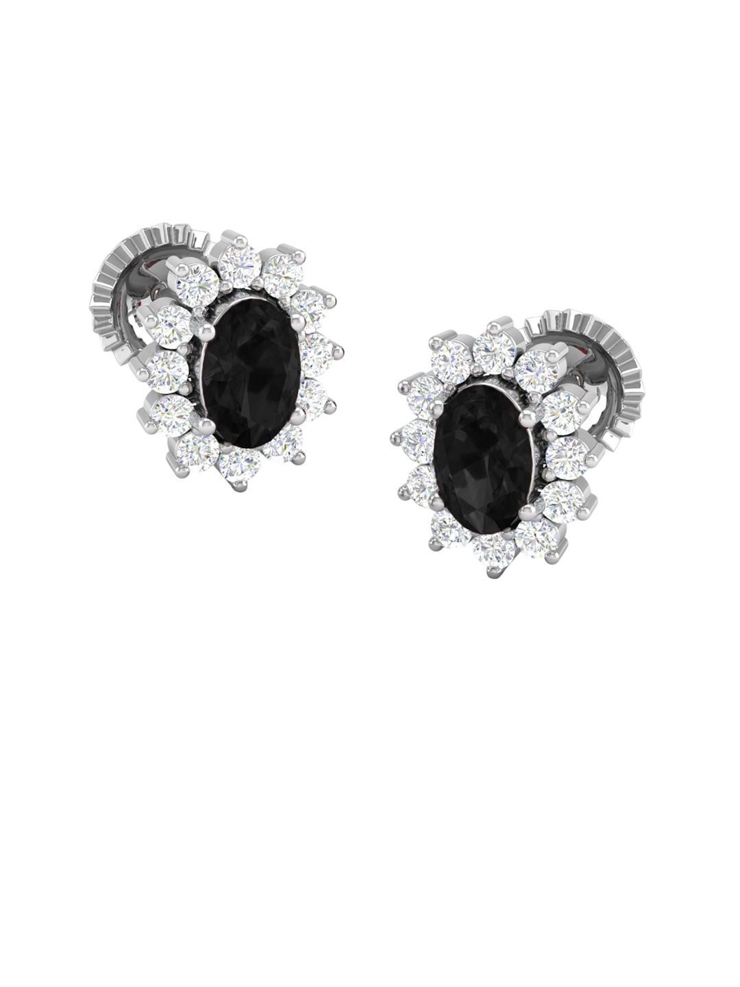 

AKSHAT SAPPHIRE 92.5 Sterling Silver Rhodium-Plated Contemporary Cubic Zirconia Studs, Black