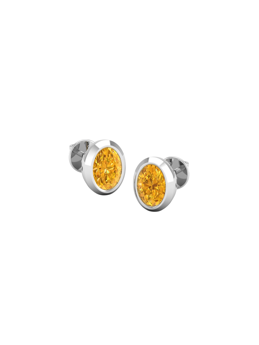 

AKSHAT SAPPHIRE Oval Studs Earrings, Yellow