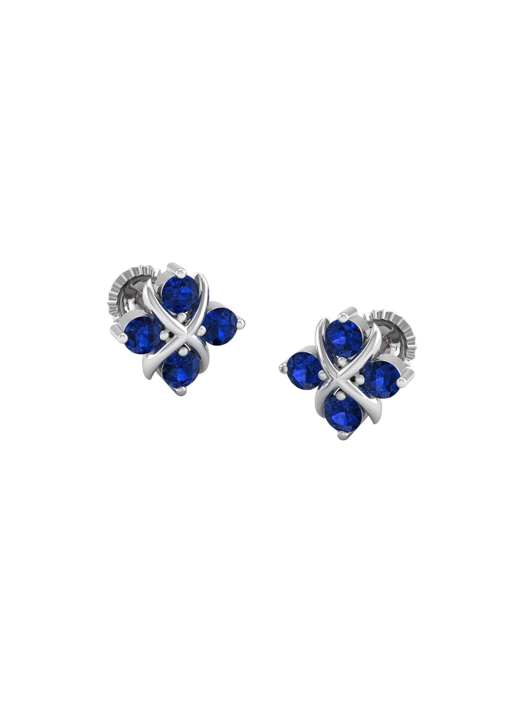 

AKSHAT SAPPHIRE 92.5 Pure Sterling Silver Rhodium Plated Cubic Zirconia Studded Earrings, Blue