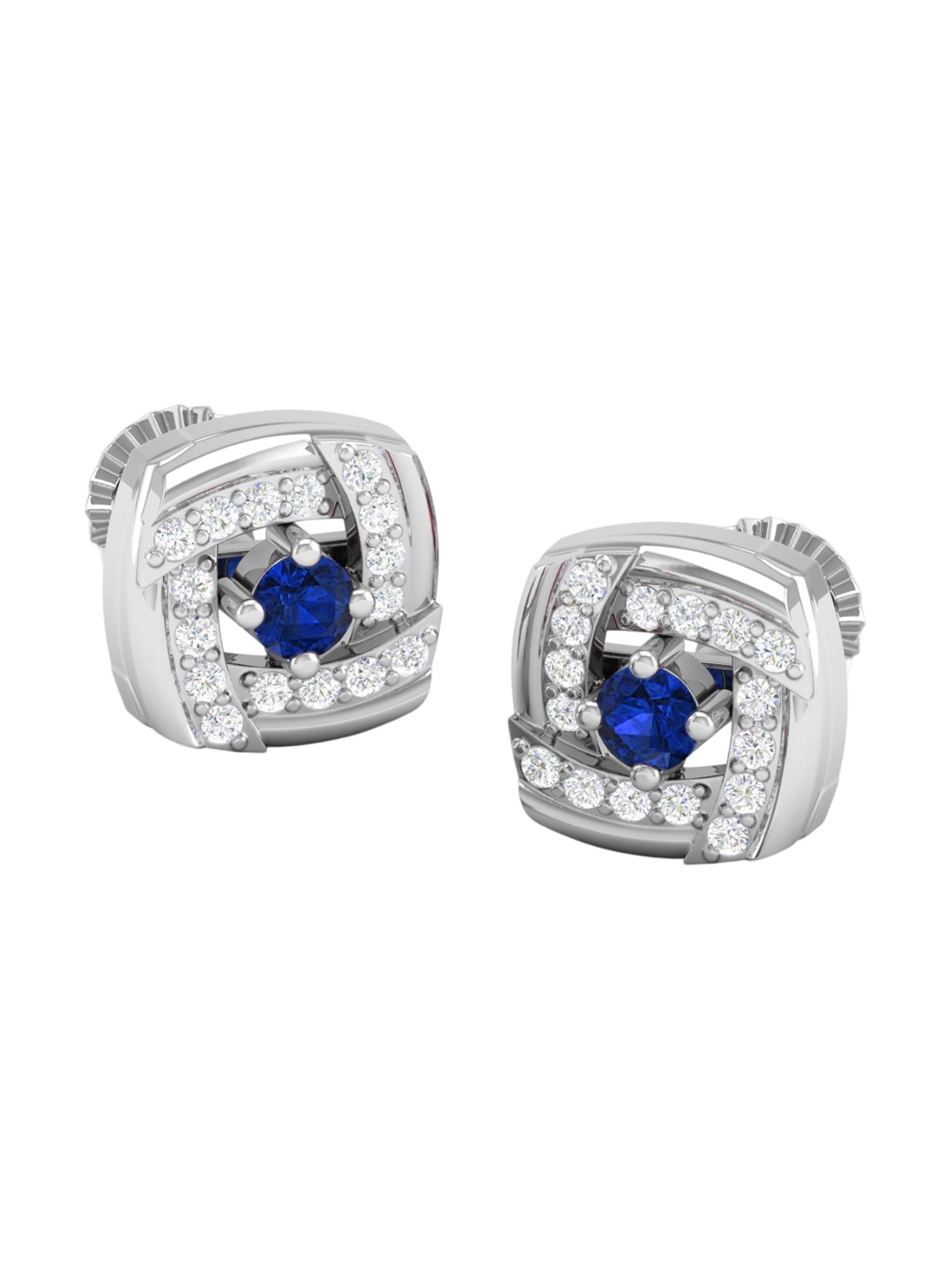 

AKSHAT SAPPHIRE 92.5 Pure Sterling Silver Rhodium-Plated CZ Studded Contemporary Studs