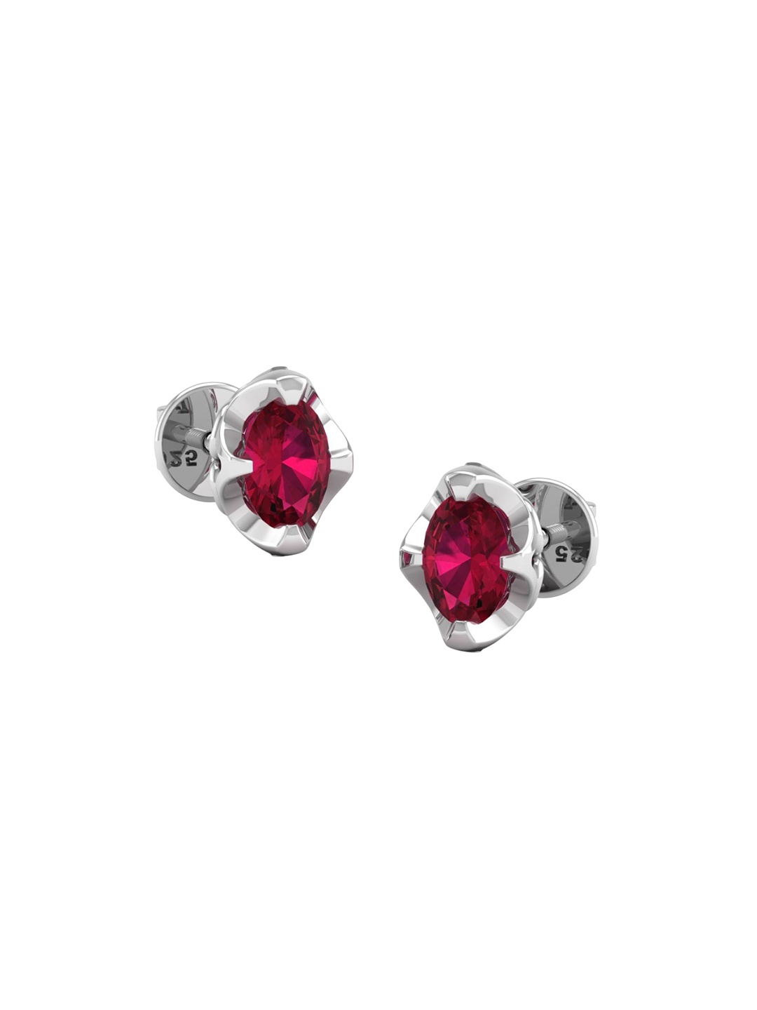 

AKSHAT SAPPHIRE 92.5 Sterling Silver Rhodium-Plated Cubic Zirconia Studded Oval Studs