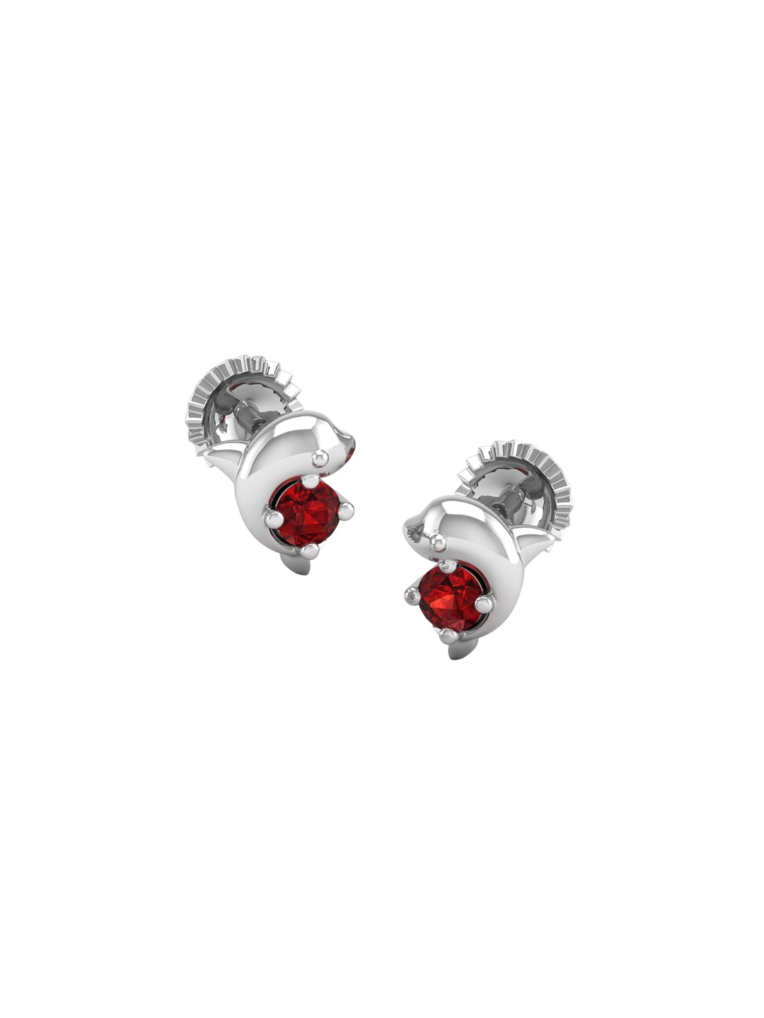 

AKSHAT SAPPHIRE 92.5 Sterling Silver Rhodium-Plated Contemporary Cubic Zirconia Studs, Red